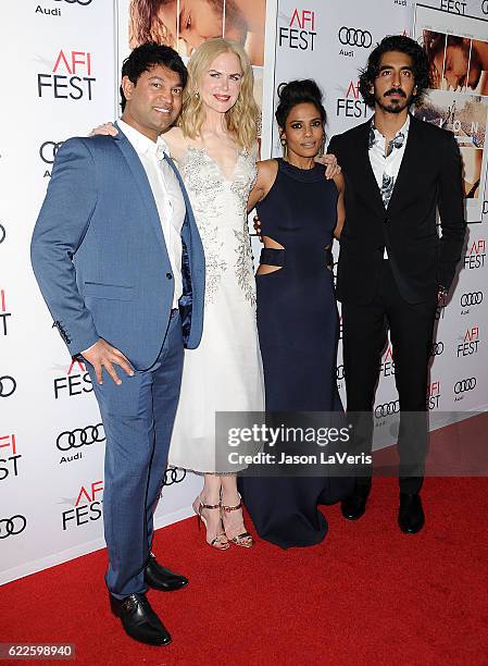 Saroo Brierley, Nicole Kidman, Priyanka Bose and Dev Patel attend the premiere of "Lion" at the 2016 AFI Fest at TCL Chinese 6 Theatres on November...