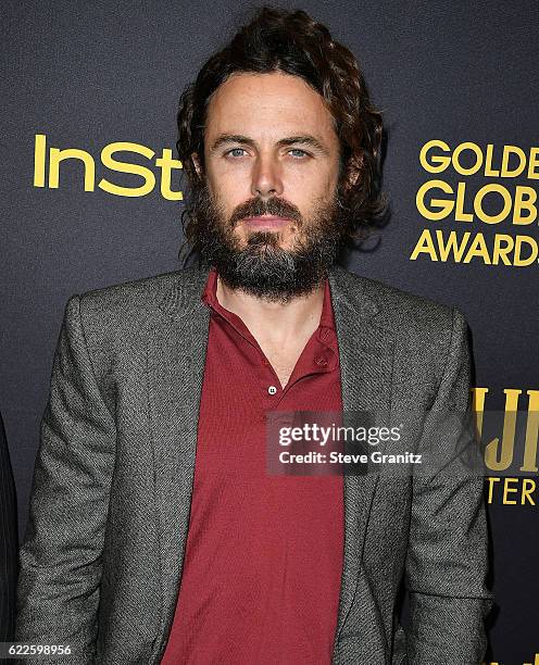 Casey Affleck arrives at the Hollywood Foreign Press Association And InStyle Celebrate The 2017 Golden Globe Award Season at Catch LA on November 10,...