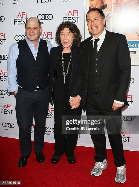 Matthew Weiner,Lily Tomlin and David O. Russell attend the premiere of Cinema's Legacy Conversation for 'Flirting With Disaster' at AFI Fest 2016,...