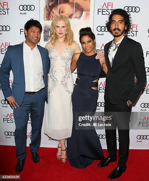 Saroo Brierley, and actors Nicole Kidman, Priyanka Bose, and Dev Patel attend the premiere of The Weinstein Company's 'Lion' at AFI Fest 2016,...