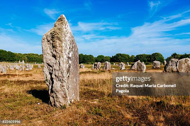 Alignments of standing stones in Kermario at Carnac.