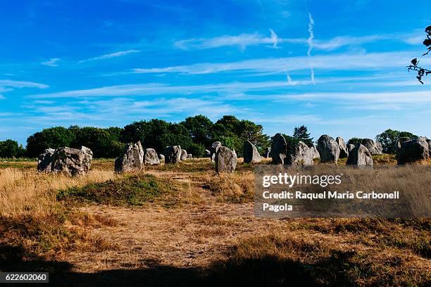 Alignments of standing stones in Kermario at Carnac.