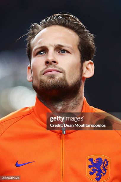 Daley Blind of the Netherlands stands for the national anthem prior to the international friendly match between Netherlands and Belgium at Amsterdam...