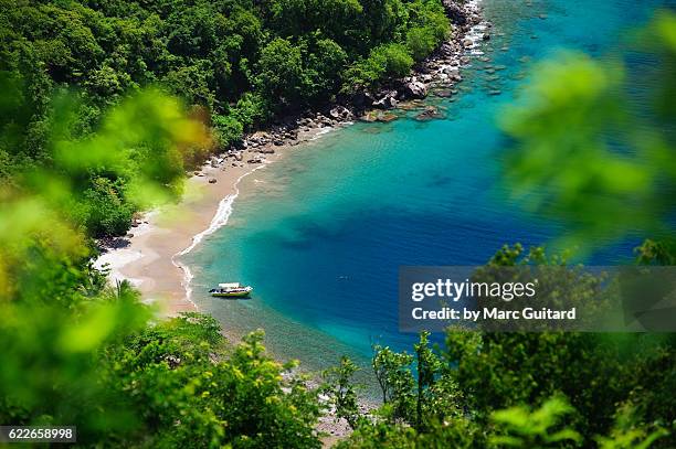 secluded beach in saint lucia. - pitons stock-fotos und bilder