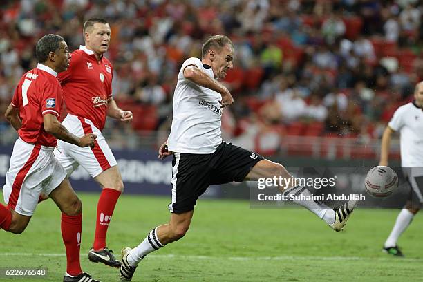 Alexander Zickler of Germany tries to control the ball during the Battle of Europe match between England Masters and Germany Masters at Singapore...