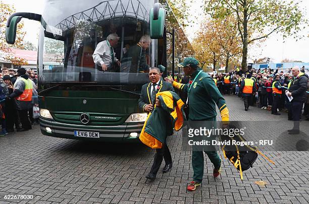 Allister Coetzee the head coach of South Africa is seen on arrival at the stadium prior to the Old Mutual Wealth Series match between England and...