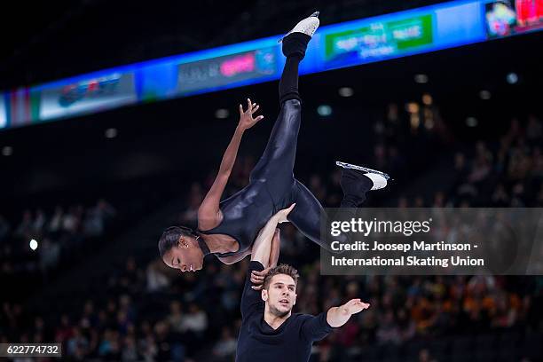 Vanessa James and Morgan Cipres of France compete during Pairs Free Skating on day two of the Trophee de France ISU Grand Prix of Figure Skating at...