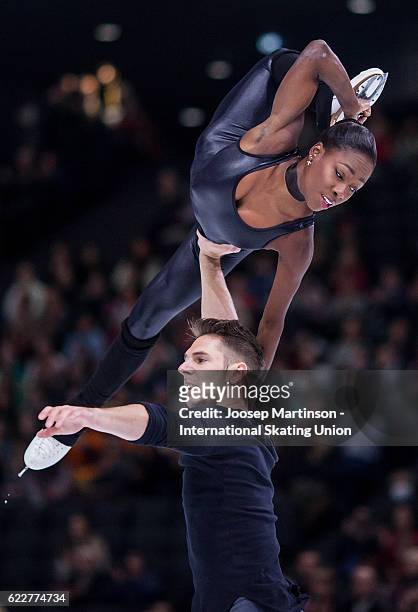Vanessa James and Morgan Cipres of France compete during Pairs Free Skating on day two of the Trophee de France ISU Grand Prix of Figure Skating at...
