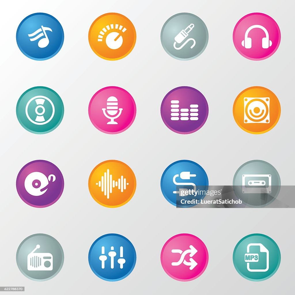 Music and Audio Circle Color Icons