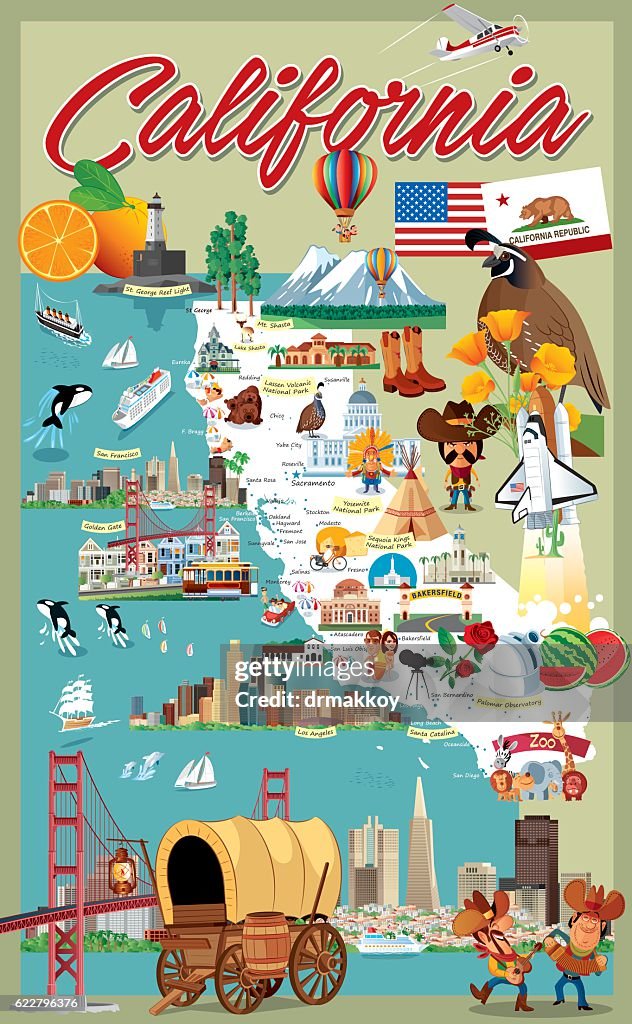 Carte de dessin animé de Californie