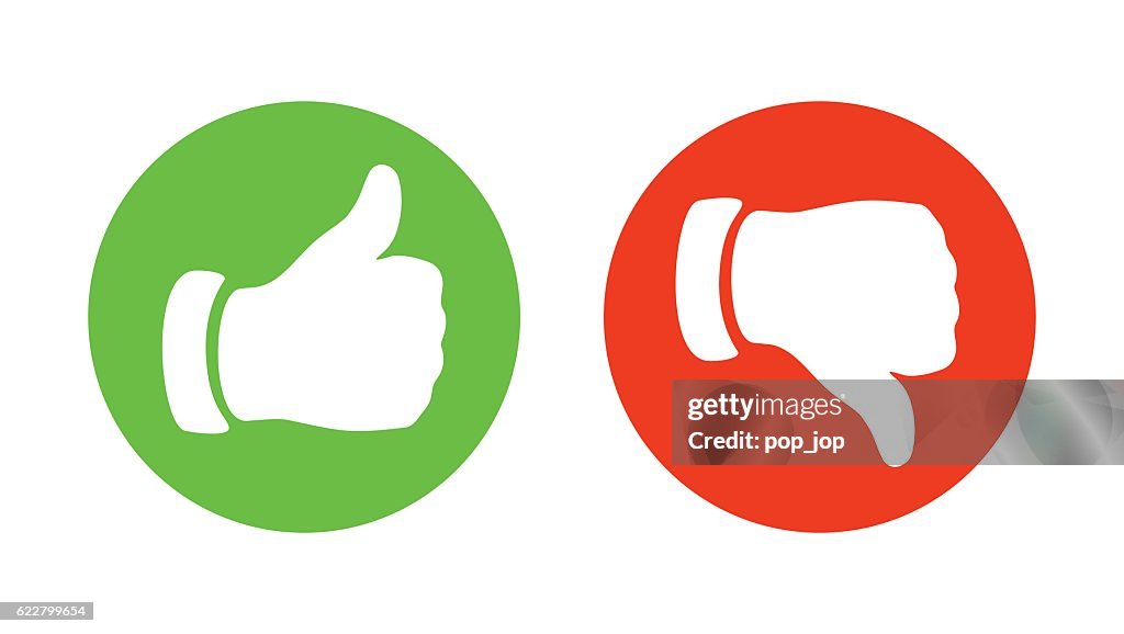 Thump Up y Thump Down Hands - ilustración vectorial