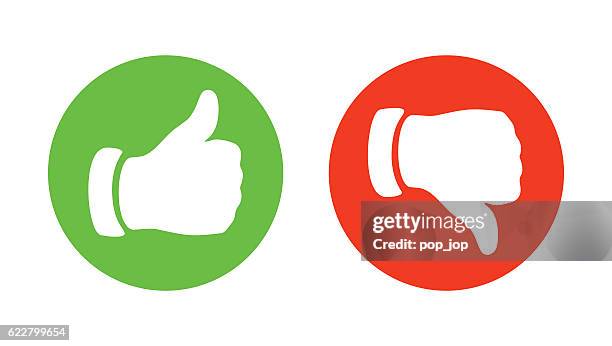 illustrazioni stock, clip art, cartoni animati e icone di tendenza di thump up e thump down hands - illustrazione vettoriale - emozione negativa
