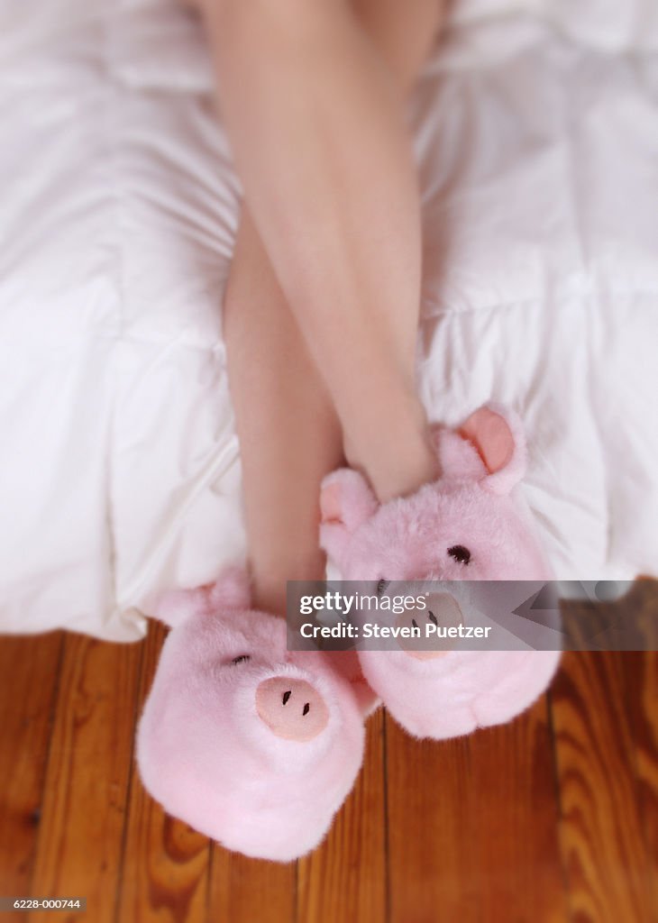 Woman in Pig Slippers