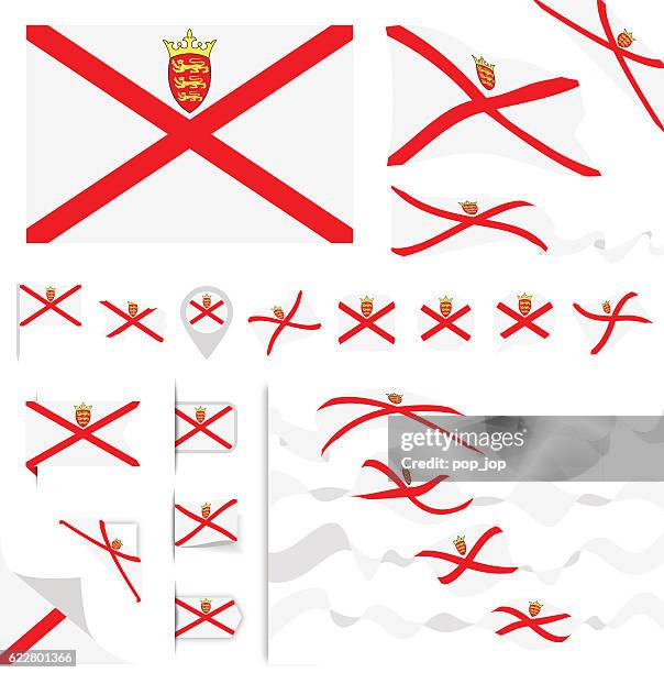 jersey-flagge-set - insel jersey stock-grafiken, -clipart, -cartoons und -symbole