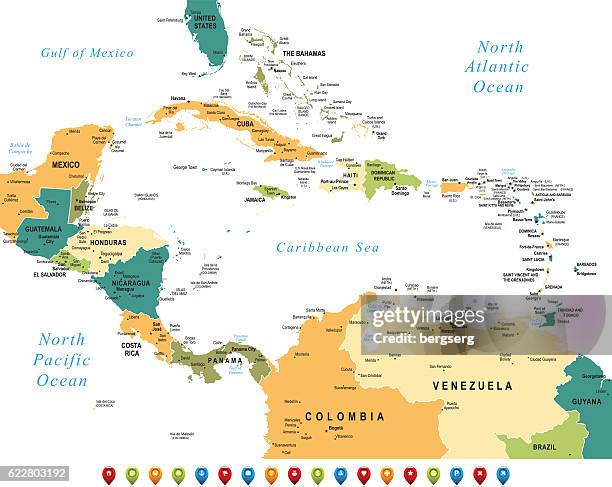 map of central america - south region stock illustrations