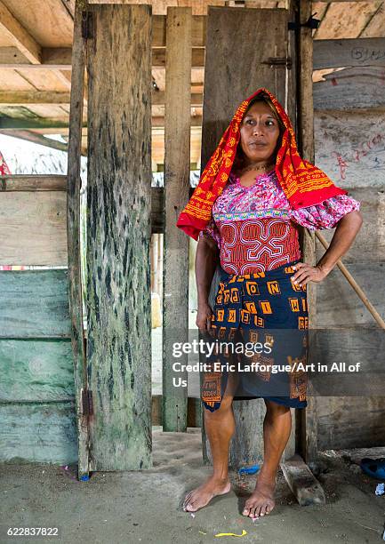 Panama, San blas islands, Mamitupu, Gay Kuna indigenous man wearing female traditional clothes on April 17, 2015 in Mamitupu, Panama.