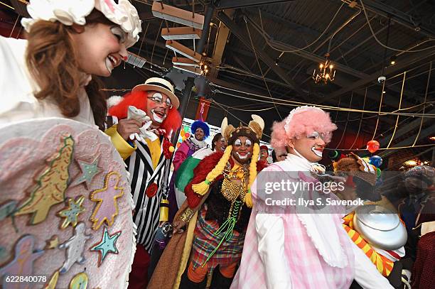 Macy's prepares for the 90th Macy's Thanksgiving Day Parade at Clown U. At Bowlmor Chelsea Piers on November 12, 2016 in New York City.