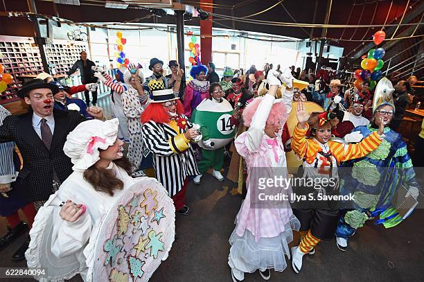 Macy's prepares for the 90th Macy's Thanksgiving Day Parade at Clown U. At Bowlmor Chelsea Piers on November 12, 2016 in New York City.