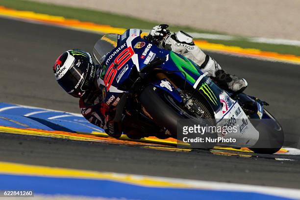 Jorge Lorenzo from Spain of Movistar Yamaha Moto GP during the qualifying of Moto GP Gran Premio Motul de la Comunitat Valenciana at Circuito Ricardo...