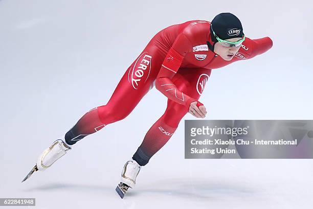 Hege Bokko of Norway competes in the Ladies 1000m on day two of the ISU World Cup Speed Skating 2016 at the Heilongjiang Speed Skating OVAL on...