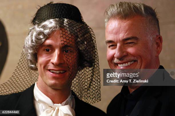Actor Ian Buchanan who portrayed Dick Tremayne on 'Twin Peaks' poses with a fan Mario Juengling dressed as Mrs Tremond during the Twin Peaks UK...