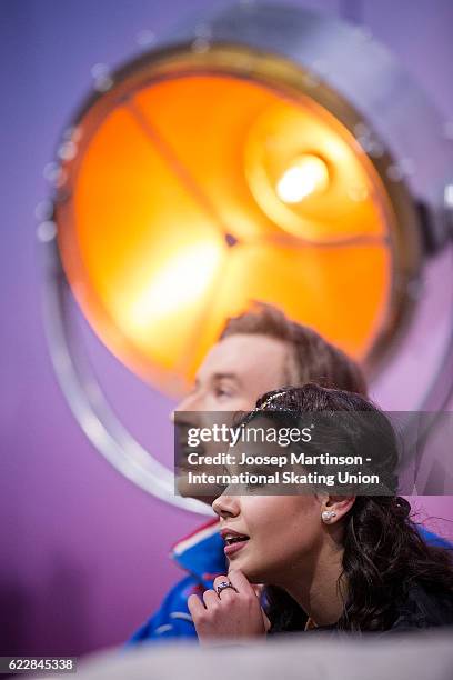 Elena Ilinykh and Ruslan Zhiganshin of Russia compete during Ice Dance Free Dance on day two of the Trophee de France ISU Grand Prix of Figure...