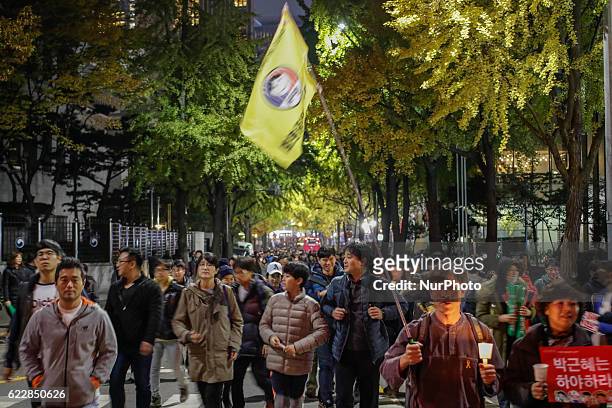 About Million protesters shout slogans during a anti-President protest near President Blue House in Seoul, South Korea, on 12 November 2016. People...