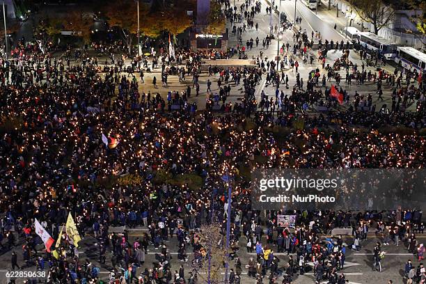 About Million protesters shout slogans during a anti-President protest near President Blue House in Seoul, South Korea, on 12 November 2016. People...