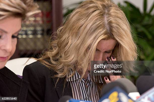 Summer Zervos , a former contestant on the TV show The Apprentice, who previously accused Donald Trump of sexual misconduct, during a press...