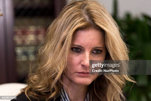 Summer Zervos, a former contestant on the TV show The Apprentice, who previously accused Donald Trump of sexual misconduct, during a press conference...