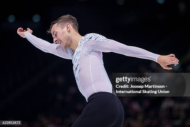 Adam Rippon of the United States competes during Men's Free Skating on day two of the Trophee de France ISU Grand Prix of Figure Skating at...