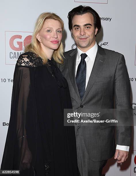 Recording artist Courtney Love and director Nicholas Jarecki arrive at the 10th Annual GO Campaign Gala at Manuela on November 5, 2016 in Los...