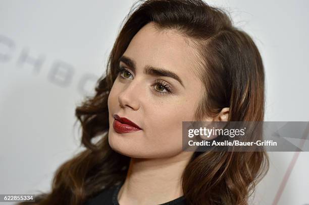 Actress Lily Collins arrives at the 10th Annual GO Campaign Gala at Manuela on November 5, 2016 in Los Angeles, California.