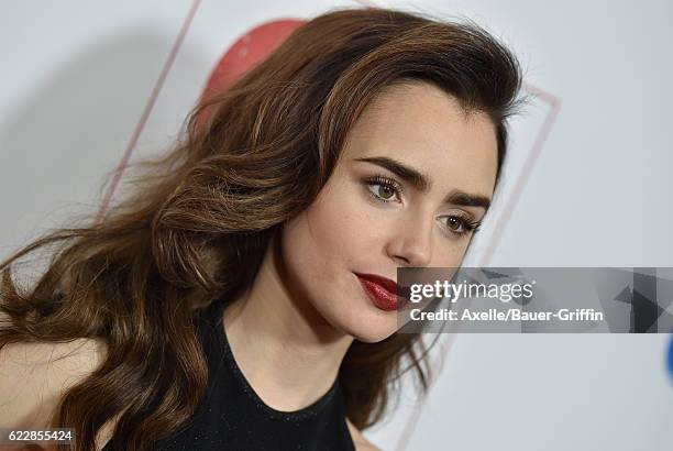 Actress Lily Collins arrives at the 10th Annual GO Campaign Gala at Manuela on November 5, 2016 in Los Angeles, California.