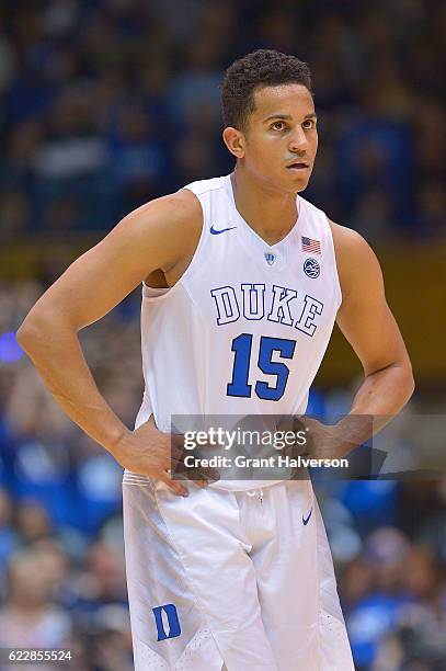 Frank Jackson of the Duke Blue Devils in action against the Marist Red Foxes during the game at Cameron Indoor Stadium on November 11, 2016 in...