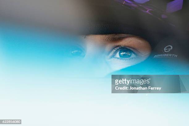 Danica Patrick, driver of the Nature's Bakery Chevrolet, sits in her car during practice for the NASCAR Sprint Cup Series Can-Am 500 at Phoenix...