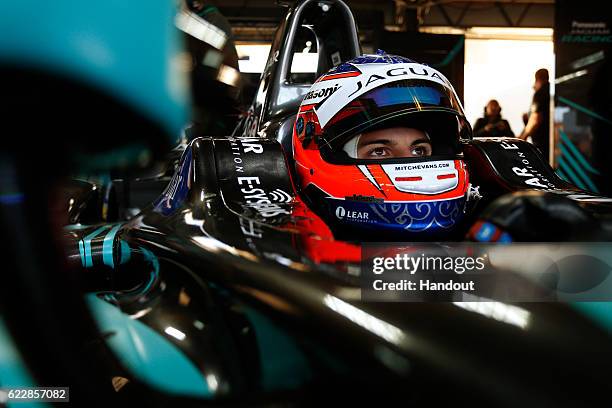 In this handout image supplied by Panasonic Jaguar Racing, Mitch Evans , Jaguar Racing, during the Marrakesh ePrix, second round of the 2016/17 FIA...