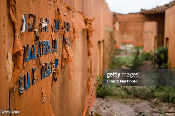 The school of the abandoned district of Bento Rodrigues still keeps some students activities on the wall. On Nov. 5th 2015, aprox. 40 billion liters...