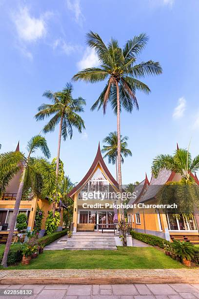 traditional thai house modern architecture near the beach in thailand. - khao lak stock pictures, royalty-free photos & images