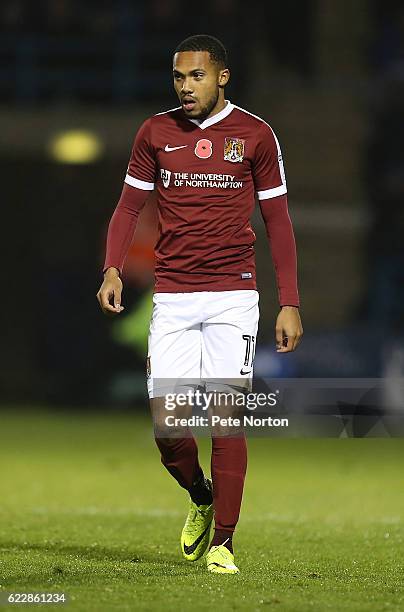 Kenji Gorre of Northampton Town in action during the Sky Bet League One match between Gillingham and Northampton Town at Priestfield Stadium on...