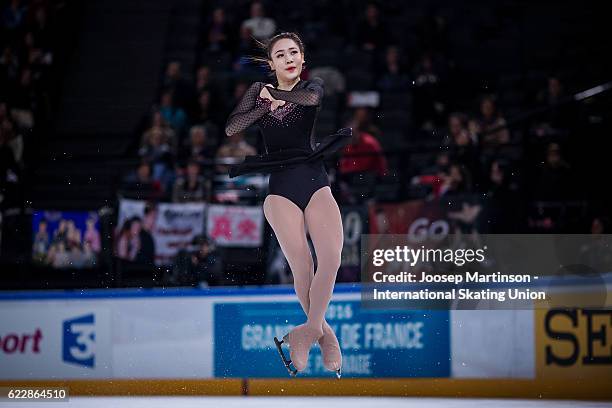 So Youn Park of Korea competes during Ladies Free Skating on day two of the Trophee de France ISU Grand Prix of Figure Skating at Accorhotels Arena...