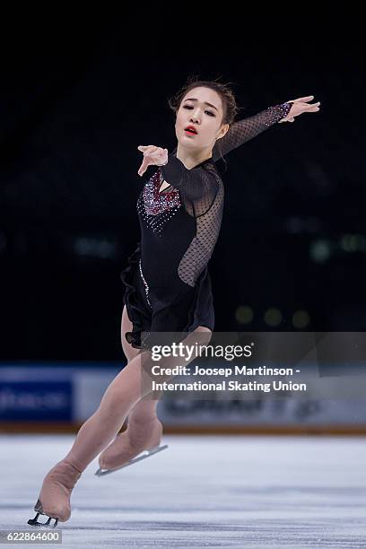 So Youn Park of Korea competes during Ladies Free Skating on day two of the Trophee de France ISU Grand Prix of Figure Skating at Accorhotels Arena...