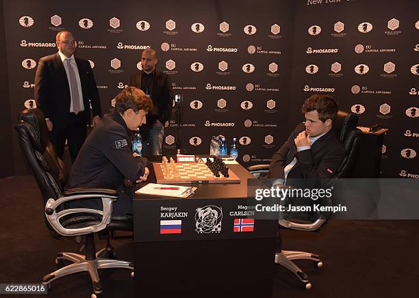 And Chairman of the Management Board, PHOSAGRO Andrey A. Guryev enters to make the first move for the game between Reigning Chess Champion Magnus...