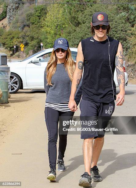 Christopher French and Ashley Tisdale are seen on November 12, 2016 in Los Angeles, California.