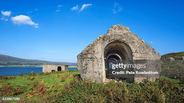 sheep shelter, abandoned mines, isle of raasay - raasay stock pictures, royalty-free photos & images