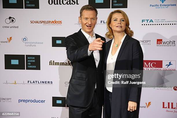 Michael Kessler and Annette Frier attend the German television award by the Deutsche Akademie fuer Fernsehen at Museum Ludwig on November 12, 2016 in...