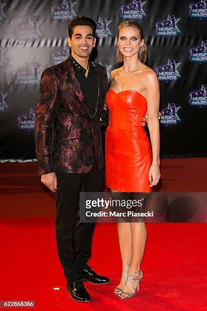Christophe Licata and Miss France 2002 Sylvie Tellier attend the 18th NRJ Music Awards at Palais des Festivals on November 12, 2016 in Cannes, France.