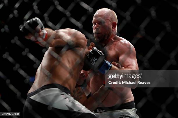 Rafael Natal of Brazil fights against Tim Boetsch of the United States in their middleweight bout during the UFC 205 event at Madison Square Garden...