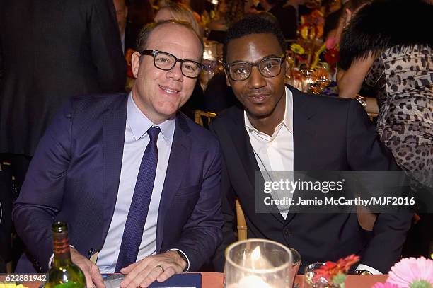 Comedian Tom Papa and actor Jerrod Carmichael attend Michael J. Fox Foundation's 'A Funny Thing Happened On The Way To Cure Parkinson's' gala at The...