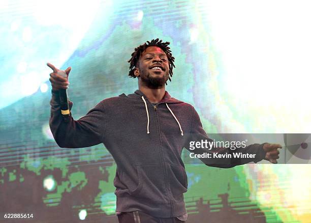 Isaiah Rashad performs with TOKiMONSTA on Camp Stage during day one of Tyler, the Creator's 5th Annual Camp Flog Gnaw Carnival at Exposition Park on...